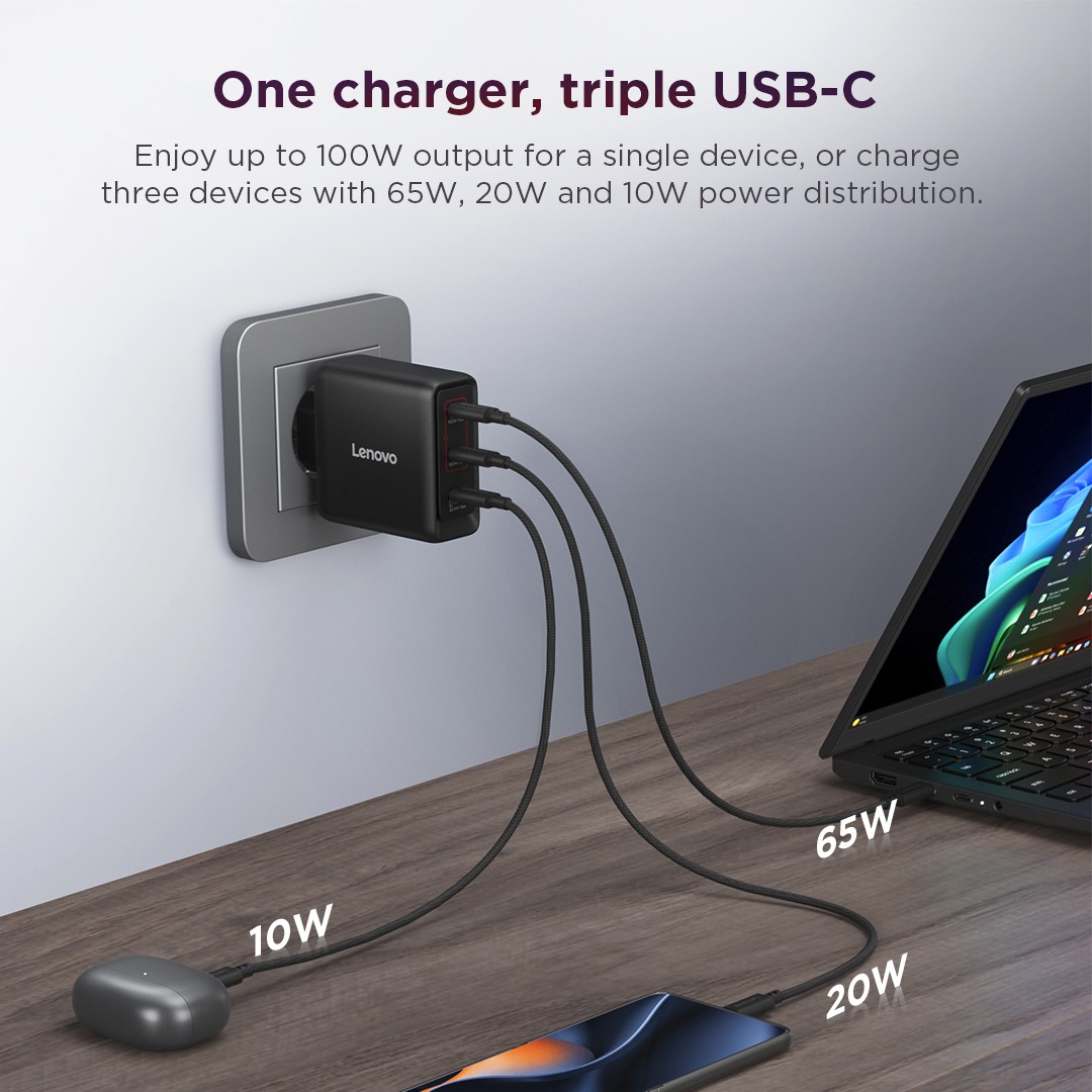 Lenovo Multi-port USB-C 100W GaN Charger 40AW100BEU Campus