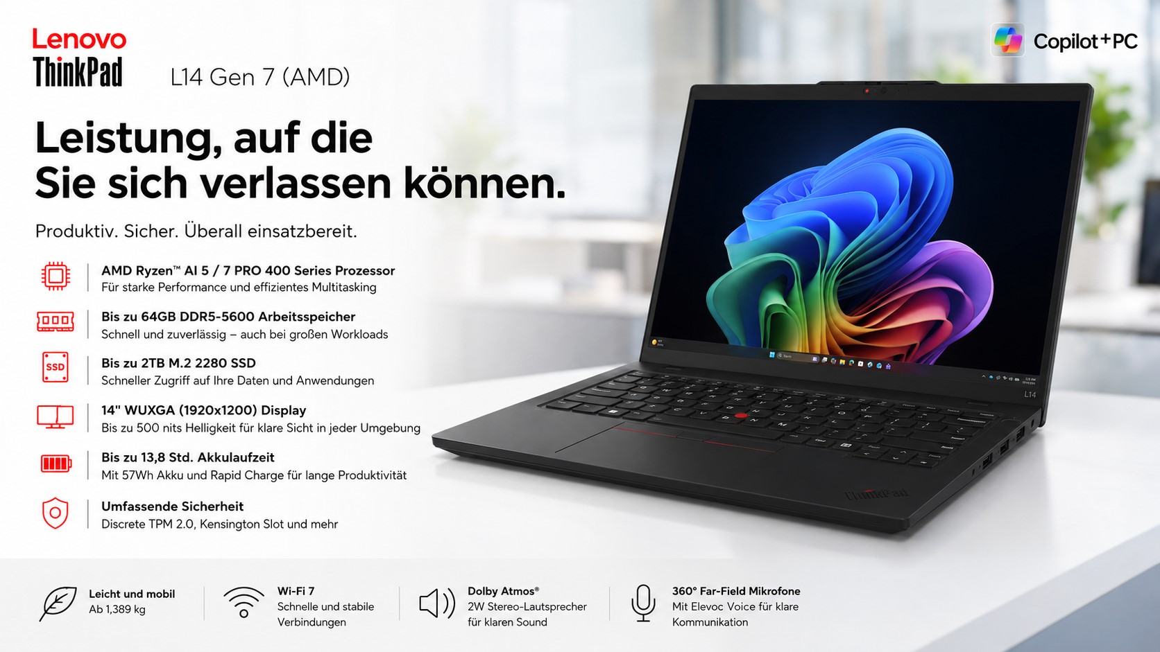 Lenovo Thinkpad L14 AMD G7 21X6001JGE Campus